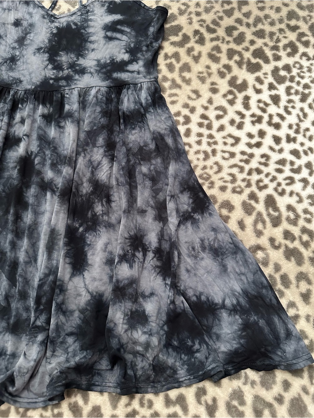 American Eagle Soft & Sexy Tie Dye Strappy Sun Dress in Black Blue Size Medium - Picture 7 of 17
